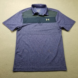 Under Armour Polo Shirt Mens Size S Purple Playoff Golf Short Sleeve Striped